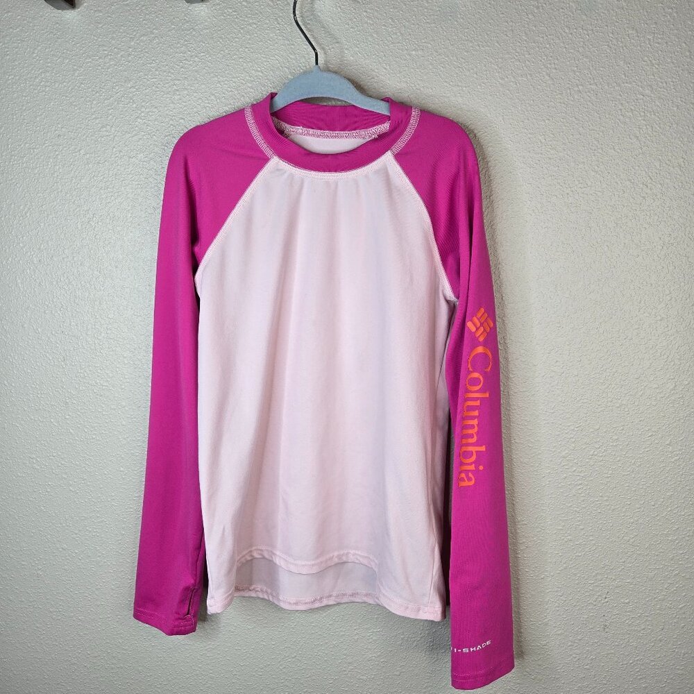 Columbia Pink OMNI-SHADE Long Sleeve Rashguard Girl's Size 8 Sunguard